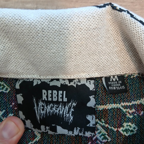 Rebel Vengeance Tapestry Shirt Mens Medium Japanese Mt. Fuji Landscape Jacket - Picture 4 of 8